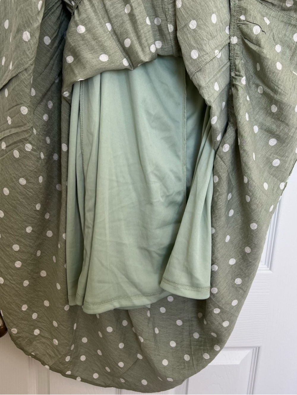 Pinkblush Olive Green Polka Dot Ruffle Maxi Dress - Picture 7 of 9